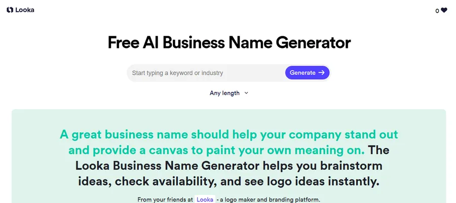 Top 7 Free AI Business Name Generators (Tested & Reviewed) 9 Looka