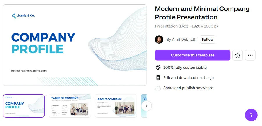 8+ Best Free Canva Presentation Templates 15 Modern and Minimal Company Profile Presentation