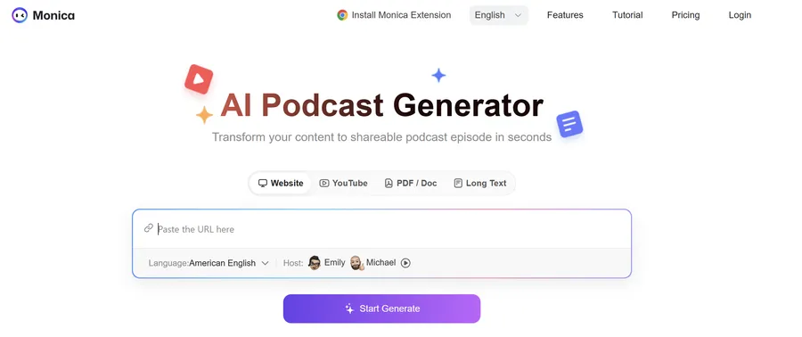 6+ Best AI Podcast Generators 8 Monica AI Podcast Generator