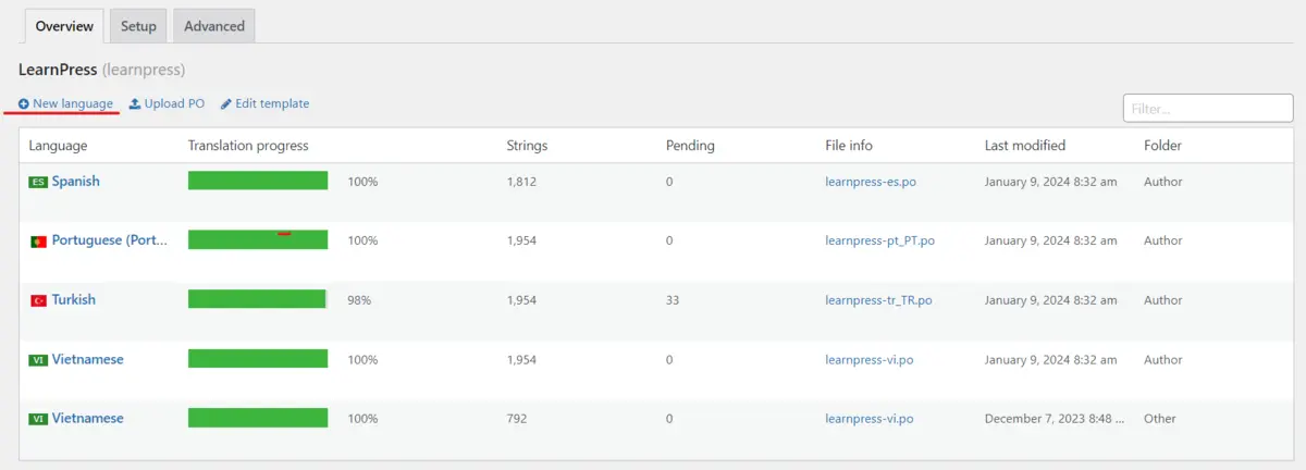 New Language Loco Translate