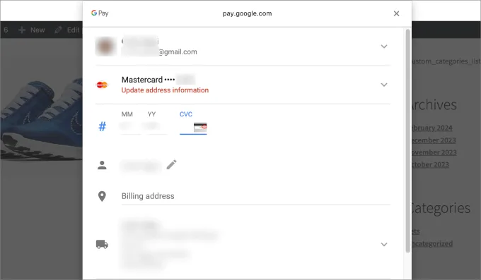 How To Set Up a One-Click Checkout in WordPress: 2 Simple Methods 24 Payment Details One-Click Checkout Preview