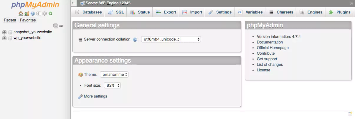 How to Back Up Your WordPress Site: 3+ Simple Methods 24 phpMyAdmin Main Page