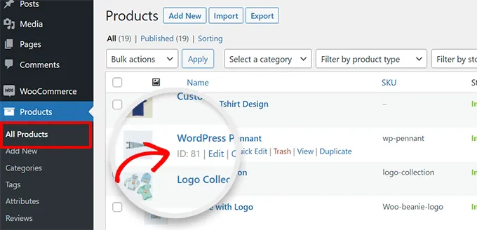 How to Find Product ID in WooCommerce (Simple Steps) 9 Product ID Under All Products