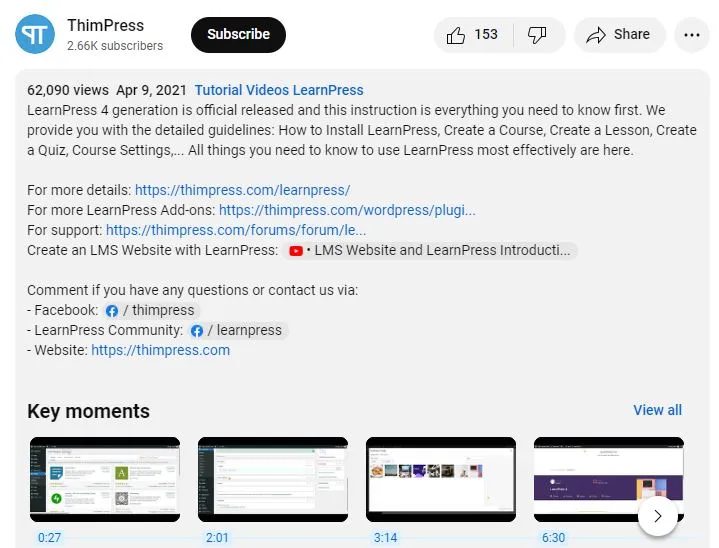 Put Links in the Video YouTube Description