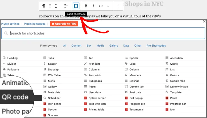 How to Generate A QR Code in WordPress 12 QR Codes Insert Shortcode Button