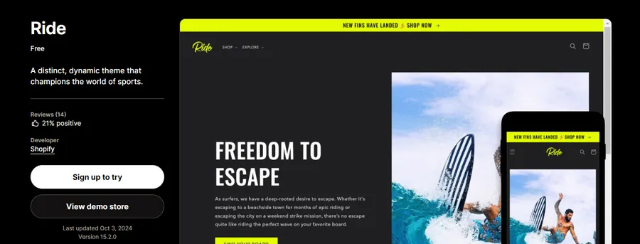 12+ Best Single Product Shopify Themes 12 Ride