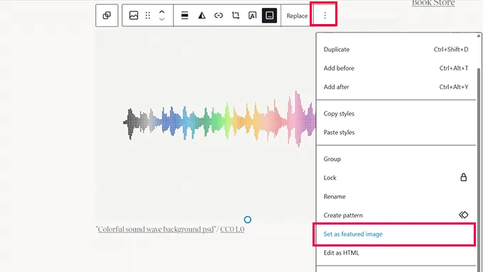 Set Featured Image from Image Block