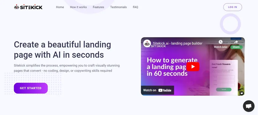 Sitekick AI Landing Page