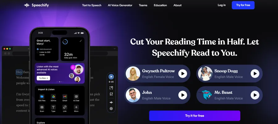 6+ Best AI Voice Generators: AI Text-To-Speech 8 Speechify