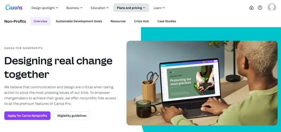 step 2 visit the official canva for nonprofits page
