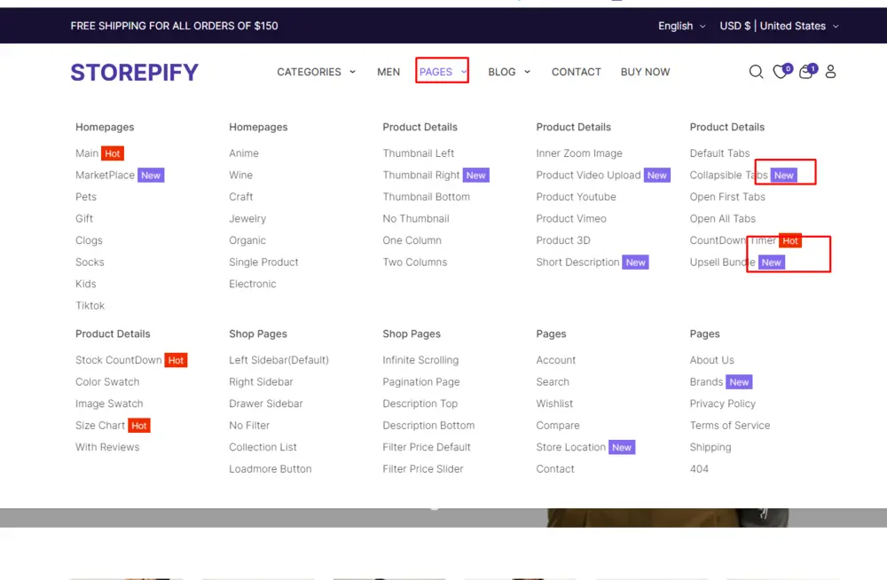 Storepify 2 Menu Labeling