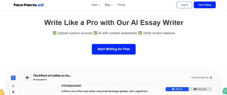 Which is the Best AI Essay Writer for Your Needs (Free & Paid Options)? 11 Textero.ai
