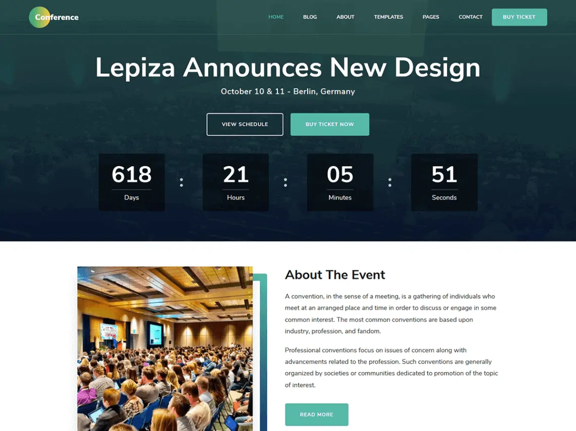 11 Best Free Landing Page WordPress Themes 21 the conference - the elegant free landing page wordpress theme