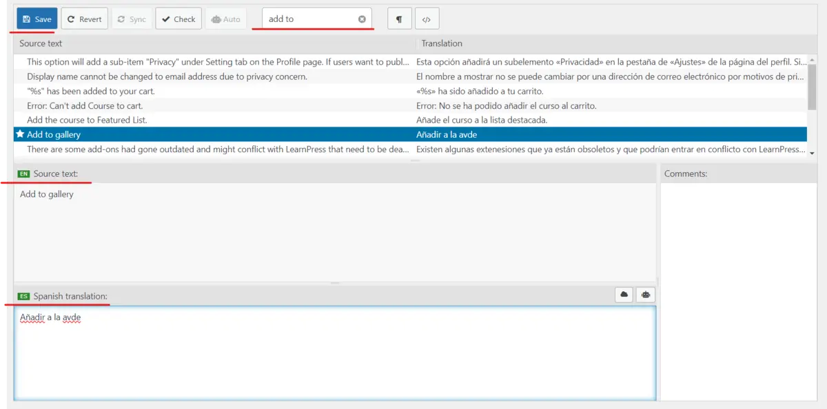 Translate in Loco Translate