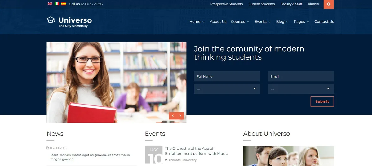 10+ Best Choices of Online Education WordPress Theme 23 Universo