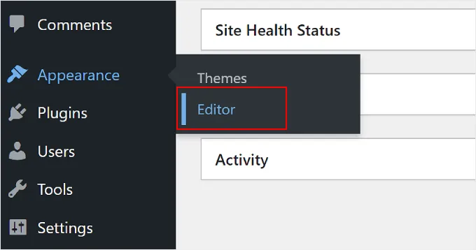 WordPress Appearance Editor
