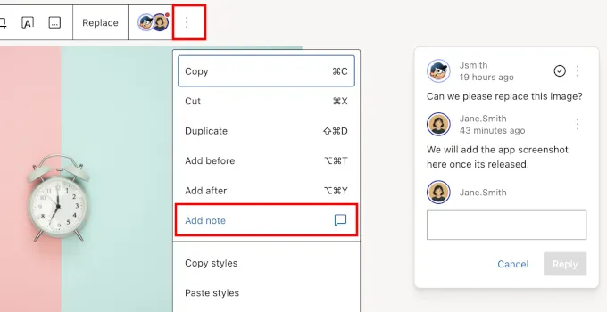 WordPress 6.9 Add Note to Block